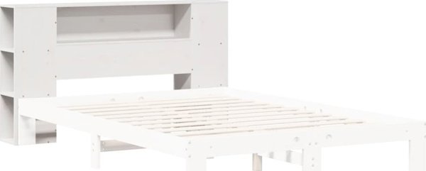 vidaXL Κεφαλάρι κρεβατιού με ράφια, λευκό, 140cm, πεύκο