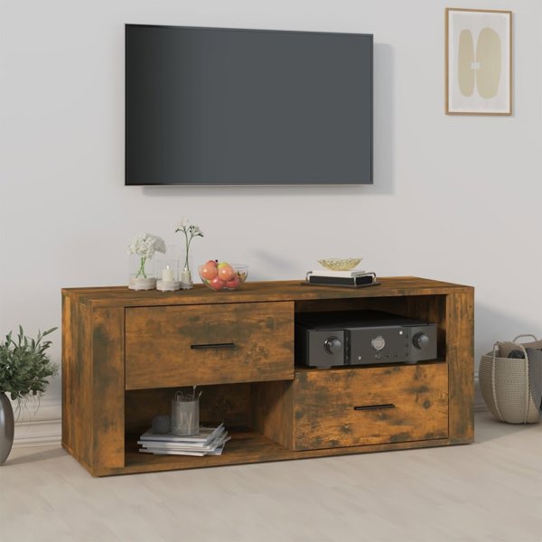 vidaXL Έπιπλο τηλεόρασης, καπνιστή δρυς, 100x35x40 cm