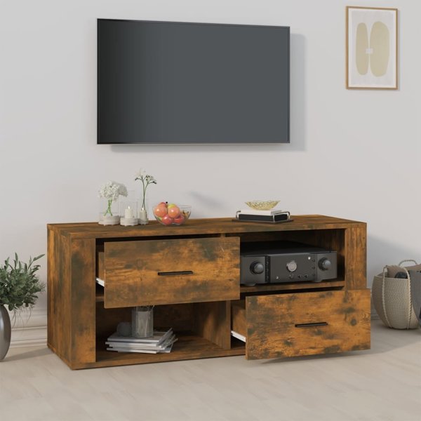 vidaXL Έπιπλο τηλεόρασης, καπνιστή δρυς, 100x35x40 cm