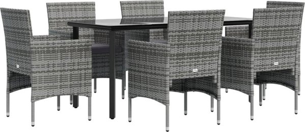 vidaXL Σετ 7 τεμαχίων έπιπλα κήπου με μαξιλάρια, μαύρο-γκρι