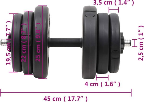 vidaXL Hantle z obciaznikami, 40 kg