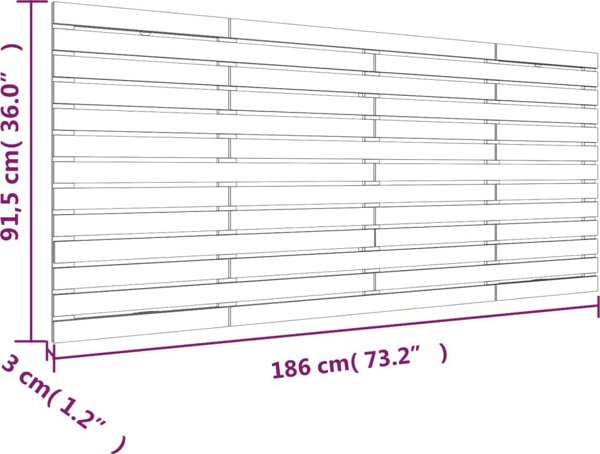 vidaXL Κεφαλάρι Κρεβατιού, 186x3x91,5 εκ., Μασίφ Πεύκο