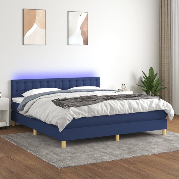 vidaXL Κρεβάτι Continental με στρώμα, μπλε, 180x200 εκ, ύφασμα