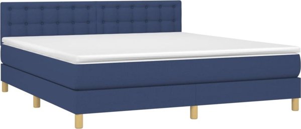 vidaXL Κρεβάτι Continental με στρώμα, μπλε, 180x200 εκ, ύφασμα