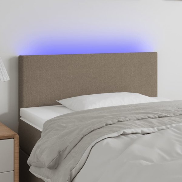 vidaXL Κεφαλάρι για κρεβάτι με LED, ταμπά, 90x5x78/88 εκ, ύφασμα