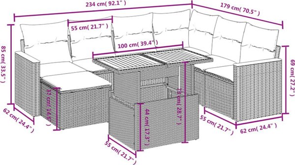 vidaXL 8τμχ σετ έπιπλα κήπου με μαξιλάρια, μπεζ, πολυραταν