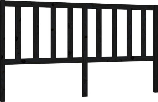 vidaXL Κεφαλάρι κρεβατιού, μαύρο, 206x4x100 εκ., συμπαγές ξύλο πεύκου