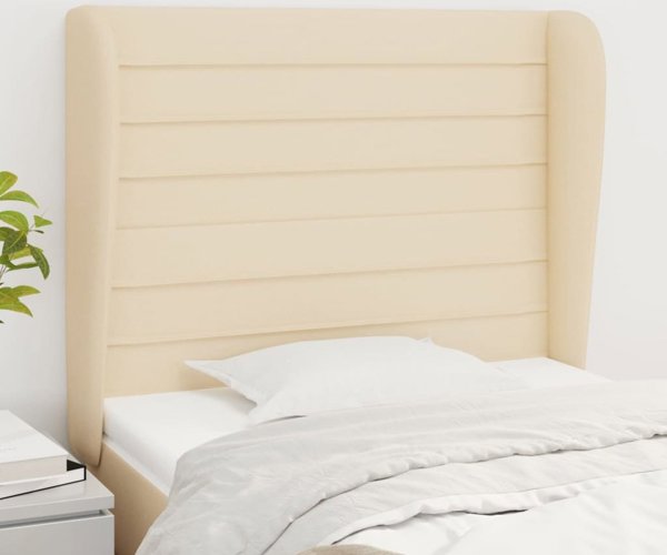 vidaXL Ανατομική κεφαλάρα τύπου uszak, κρεμ, 83x23x118/128 εκ., ύφασμα