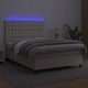 vidaXL Κρεβάτι κοντινενταλ με LED, στρώμα, κρεμ, οικολογικό δέρμα 140x190cm