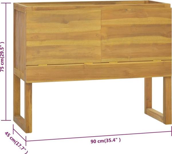 vidaXL Ντουλάπι Μπάνιου, 90x45x75 εκ., Μασίφ Τικ