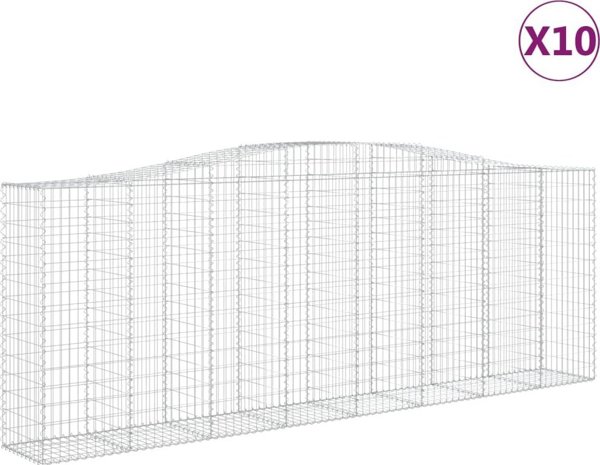 vidaXL Kosze gabionowe, 10 τεμ, 400x50x140/160 εκ, γαλβανισμένο σίδερο