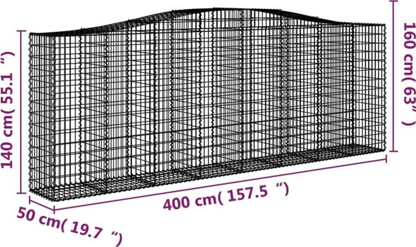 vidaXL Kosze gabionowe, 10 τεμ, 400x50x140/160 εκ, γαλβανισμένο σίδερο