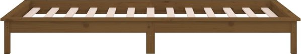 vidaXL Rama κρεβατιού με LED, μελί καφέ, 75x190 cm, μασίφ ξύλο