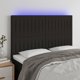 vidaXL Προσκέφαλο κρεβατιού με LED, μαύρο, 144x5x118/128 cm, ύφασμα