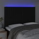 vidaXL Προσκέφαλο κρεβατιού με LED, μαύρο, 144x5x118/128 cm, ύφασμα