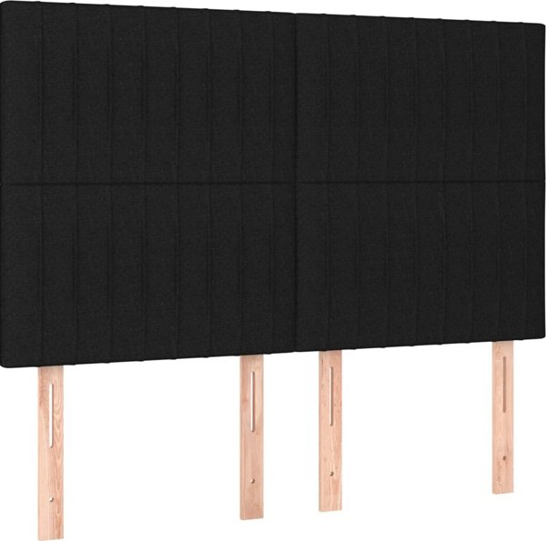 vidaXL Προσκέφαλο κρεβατιού με LED, μαύρο, 144x5x118/128 cm, ύφασμα