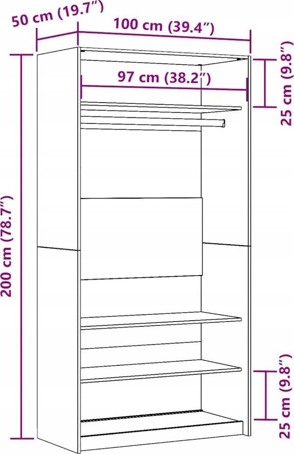 vidaXL Ντουλάπα με Όψη Παλαιωμένου Ξύλου 100x50x200 εκ. από Υλικό Ξυλοειδές