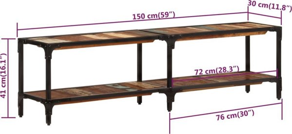 vidaXL vidaXL Szafka pod telewizor, 150x30x41 cm, lite drewno z odzysku