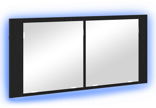 vidaXL Ντουλάπι Μπάνιου με Καθρέφτη LED, Μαύρη Δρυς, 100x12x45 εκ από Μηχανικά Επεξεργασμένο Ξύλο