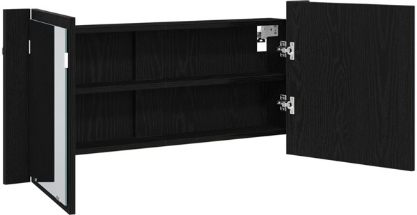 vidaXL Ντουλάπι Μπάνιου με Καθρέφτη LED, Μαύρη Δρυς, 100x12x45 εκ από Μηχανικά Επεξεργασμένο Ξύλο