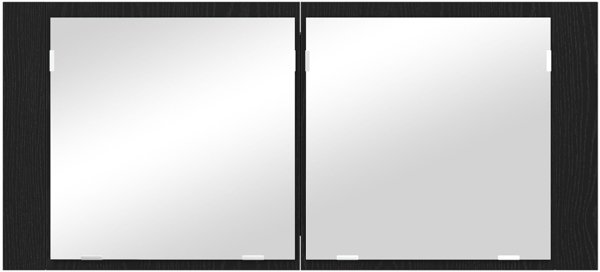 vidaXL Ντουλάπι Μπάνιου με Καθρέφτη LED, Μαύρη Δρυς, 100x12x45 εκ από Μηχανικά Επεξεργασμένο Ξύλο