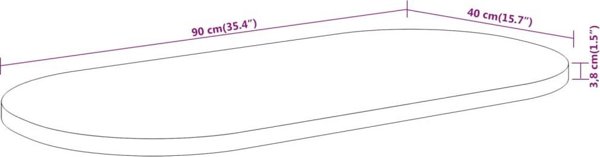 vidaXL Οβάλ επιφάνεια τραπεζιού 90x40x3,8 εκ., από συμπαγές ξύλο ακασίας