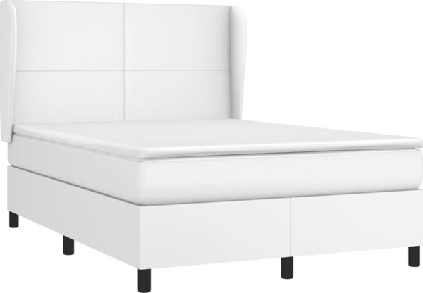 vidaXL Κρεβάτι Continental με στρώμα, λευκό, οικοδερμα 140x190 cm