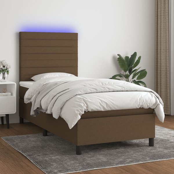 vidaXL Continental κρεβάτι με στρώμα, καφέ, 80x200 εκ., ύφασμα