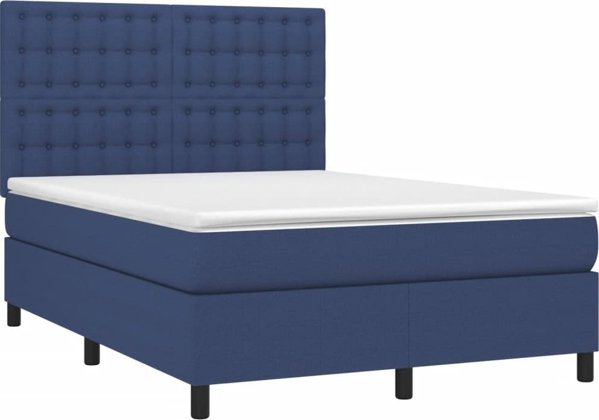 vidaXL Κρεβάτι Continental με Στρώμα, Μπλε, 140 x 200 cm, ύφασμα
