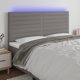 Κεφαλάρι για κρεβάτι με LED της vidaXL, σκούρο γκρι, 180x5x118/128 cm, ύφασμα