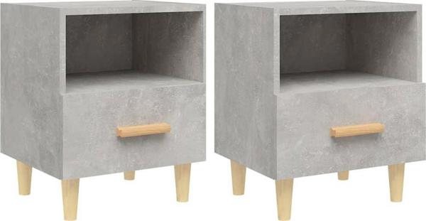 vidaXL Κομοδίνα, 2 τμχ., απόχρωση σκυροδέματος, 40 x 35 x 47 εκ.