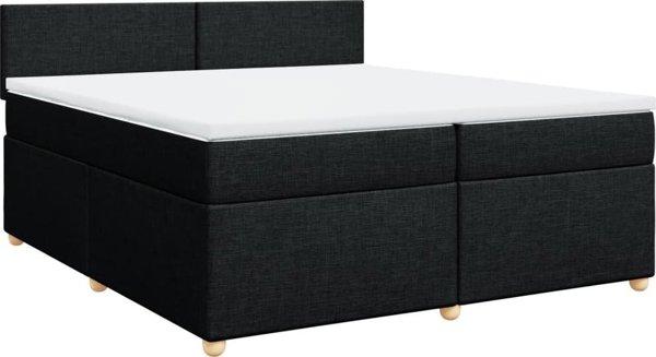 vidaXL Κρεβάτι continental με στρώμα, μαύρο, ύφασμα, 200x200 cm