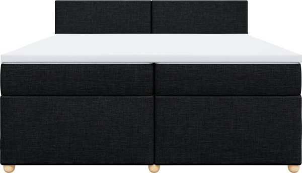 vidaXL Κρεβάτι continental με στρώμα, μαύρο, ύφασμα, 200x200 cm