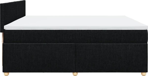 vidaXL Κρεβάτι continental με στρώμα, μαύρο, ύφασμα, 200x200 cm