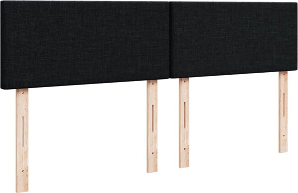 vidaXL Κρεβάτι continental με στρώμα, μαύρο, ύφασμα, 200x200 cm
