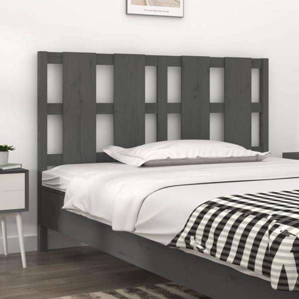 vidaXL Κεφαλάρι κρεβατιού, γκρι, 125,5x4x100 εκ., μασίφ πεύκο.