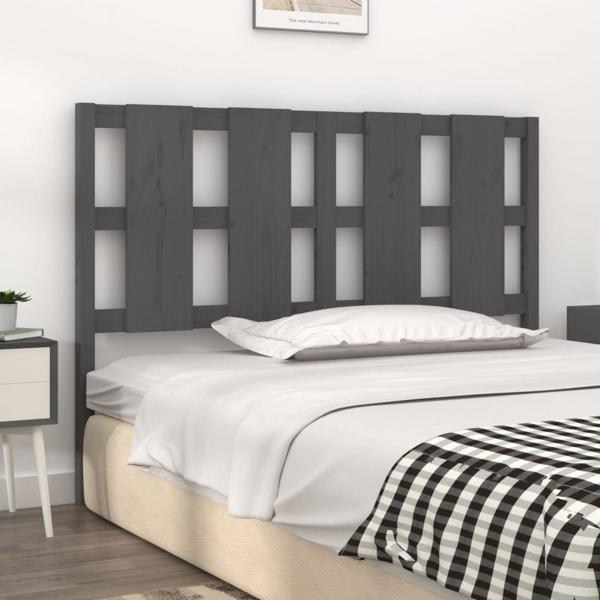 vidaXL Κεφαλάρι κρεβατιού, γκρι, 125,5x4x100 εκ., μασίφ πεύκο.