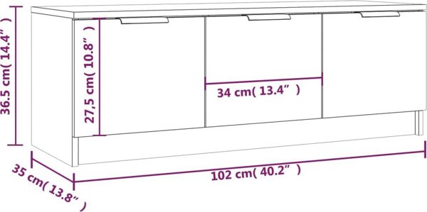 vidaXL Ντουλάπα για Τηλεόραση, λευκή, 102x35x36,5 cm