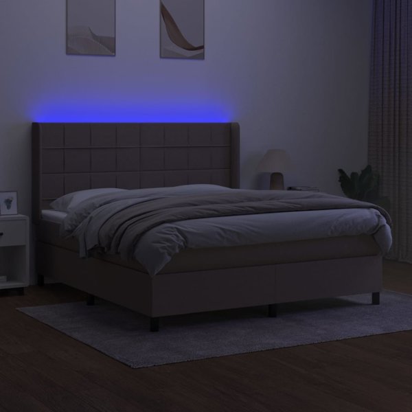 vidaXL κρεβάτι continental με στρώμα, ταμπά χρώμα, 180x200 cm, ύφασμα