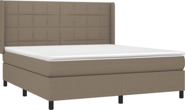 vidaXL κρεβάτι continental με στρώμα, ταμπά χρώμα, 180x200 cm, ύφασμα