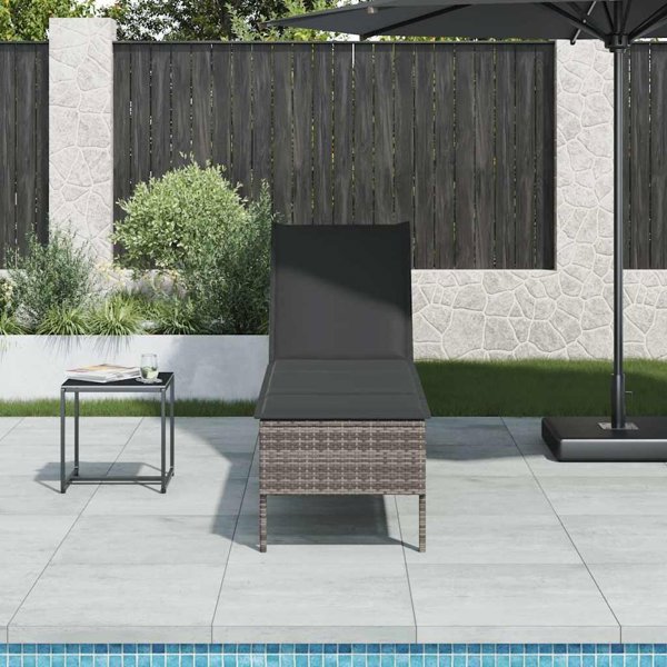 vidaXL Ξαπλώστρα με Μαξιλάρι Γκρι 55x200x44cm από Πολυρατάν