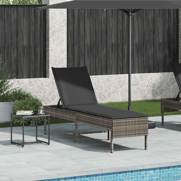 vidaXL Ξαπλώστρα με Μαξιλάρι Γκρι 55x200x44cm από Πολυρατάν