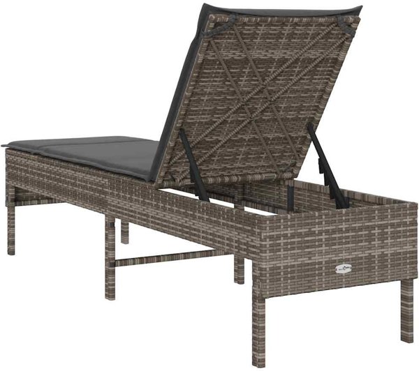 vidaXL Ξαπλώστρα με Μαξιλάρι Γκρι 55x200x44cm από Πολυρατάν