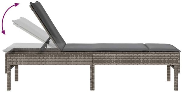 vidaXL Ξαπλώστρα με Μαξιλάρι Γκρι 55x200x44cm από Πολυρατάν