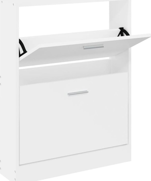 vidaXL Ράφι για Παπούτσια, Λευκό, 59x17x81 εκ., Ξυλώδες Υλικό