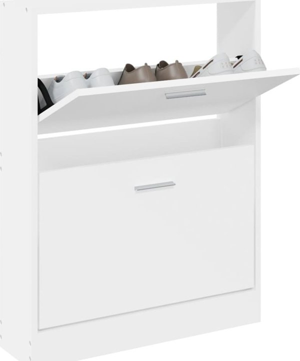vidaXL Ράφι για Παπούτσια, Λευκό, 59x17x81 εκ., Ξυλώδες Υλικό