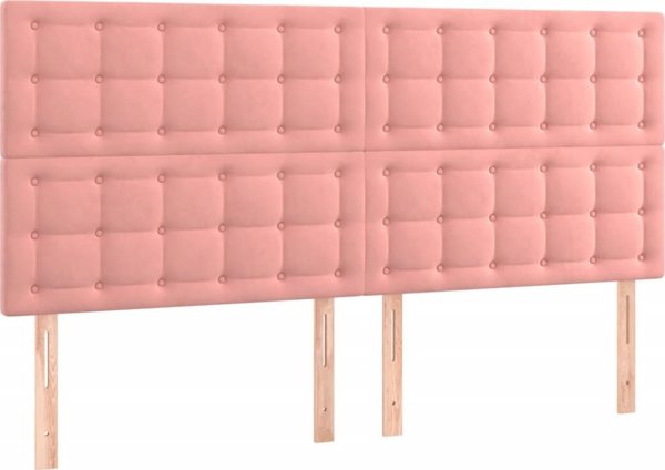 vidaXL Zaglowek do lozka z LED, rozowy, 200x5x118/128 cm, aksamit