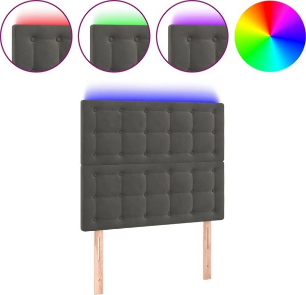 vidaXL Κεφαλάρι κρεβατιού με LED, σκούρο γκρι, 100x5x118/128 εκ., βελούδο