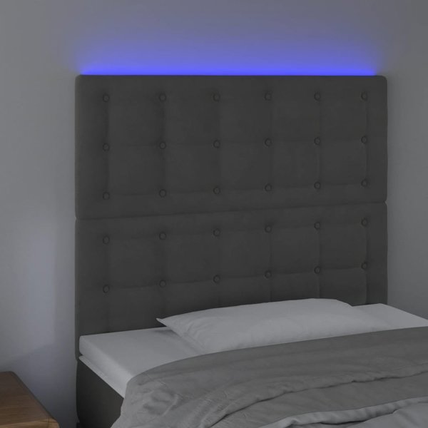 vidaXL Κεφαλάρι κρεβατιού με LED, σκούρο γκρι, 100x5x118/128 εκ., βελούδο