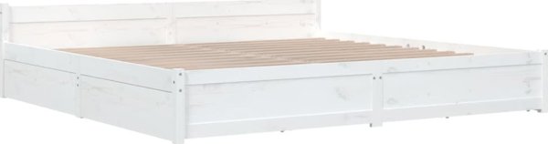 vidaXL Πλαίσιο κρεβατιού με συρτάρια, λευκό, 180x200 cm, Super King